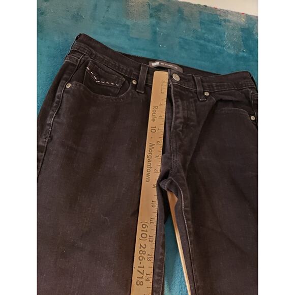 Levis 505 Jeans Size 6 Womens Black Denim Pull On Pants Mid Rise Ladies Straight - Picture 7 of 14